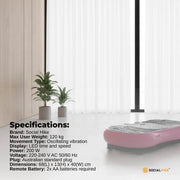Social Hike 68cm Vibration Plate Machine Full Body Workout Platform Pink V238-SUPDZ-48198953222