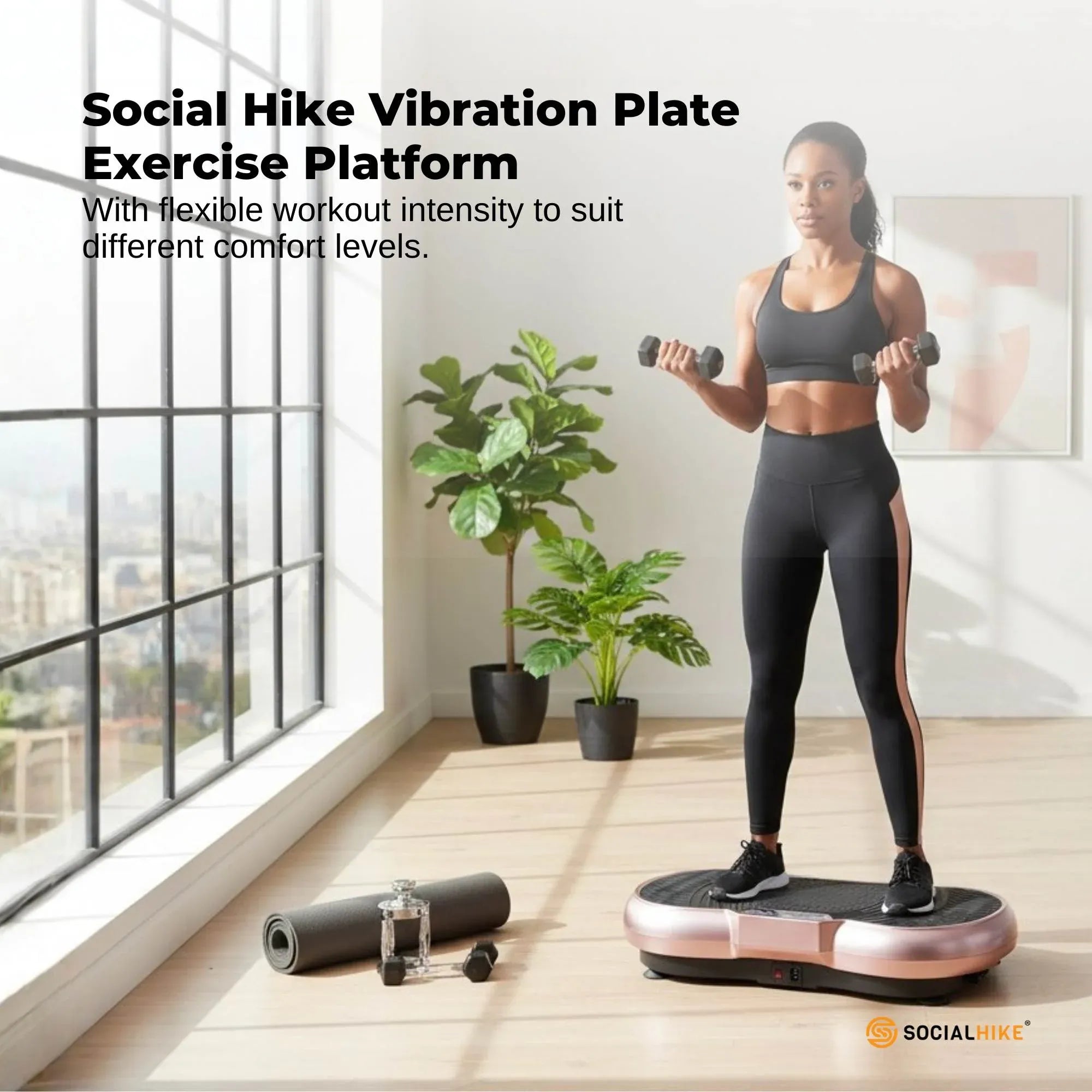 Social Hike 68cm Vibration Plate Machine Full Body Workout Platform Rose V238-SUPDZ-48199014534