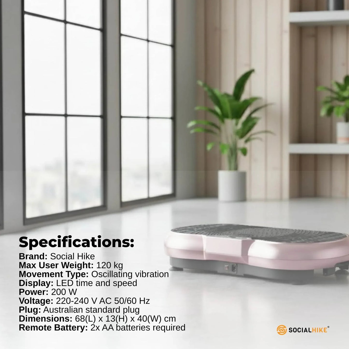 Social Hike 68cm Vibration Plate Machine Full Body Workout Platform Rose V238-SUPDZ-48199014534