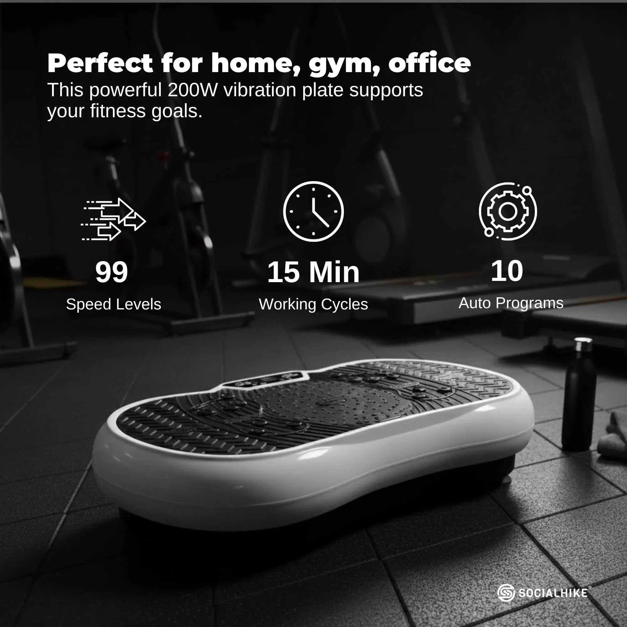 Social Hike 68cm Vibration Plate Machine Full Body Workout Platform White V238-SUPDZ-48199027526