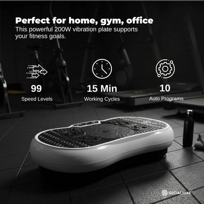 Social Hike 68cm Vibration Plate Machine Full Body Workout Platform White V238-SUPDZ-48199027526