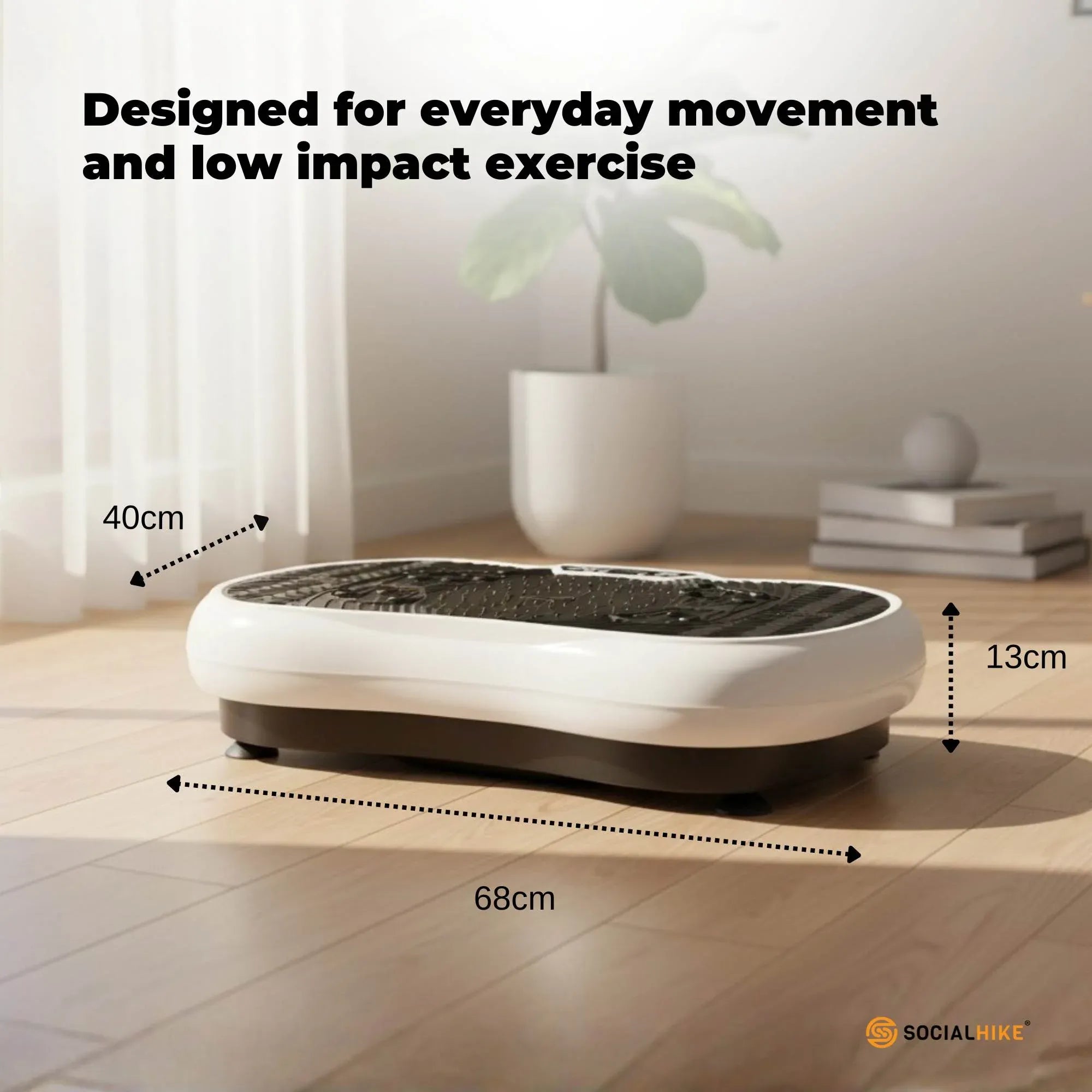 Social Hike 68cm Vibration Plate Machine Full Body Workout Platform White V238-SUPDZ-48199027526