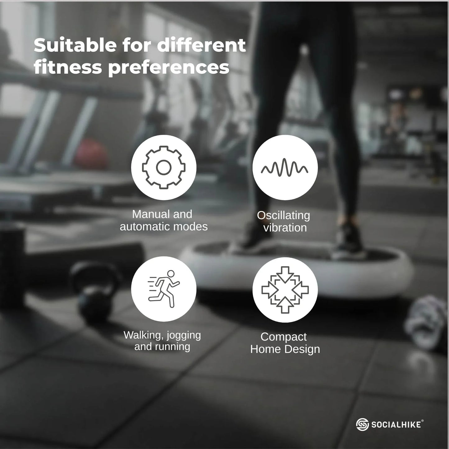 Social Hike 68cm Vibration Plate Machine Full Body Workout Platform White V238-SUPDZ-48199027526