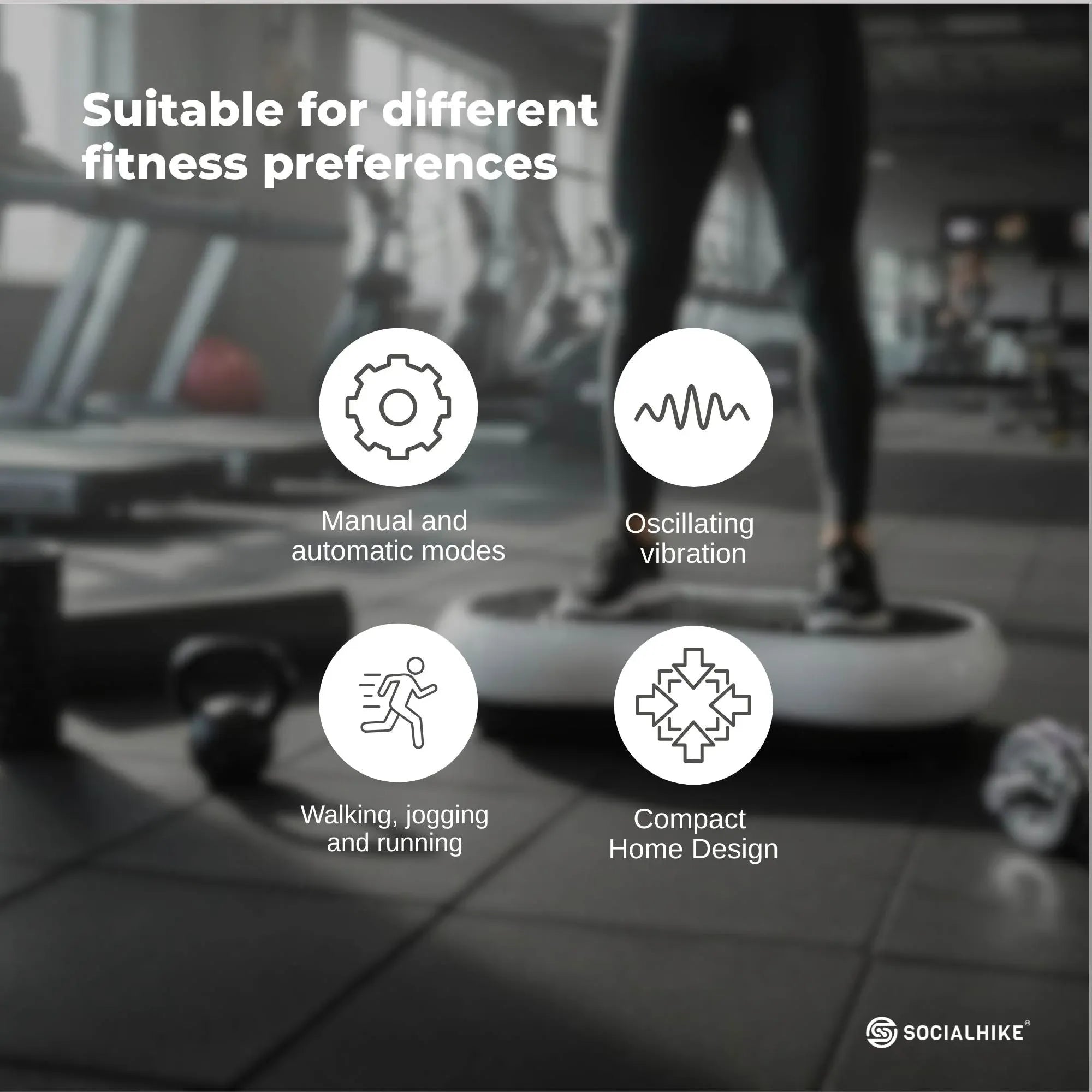 Social Hike 68cm Vibration Plate Machine Full Body Workout Platform White V238-SUPDZ-48199027526