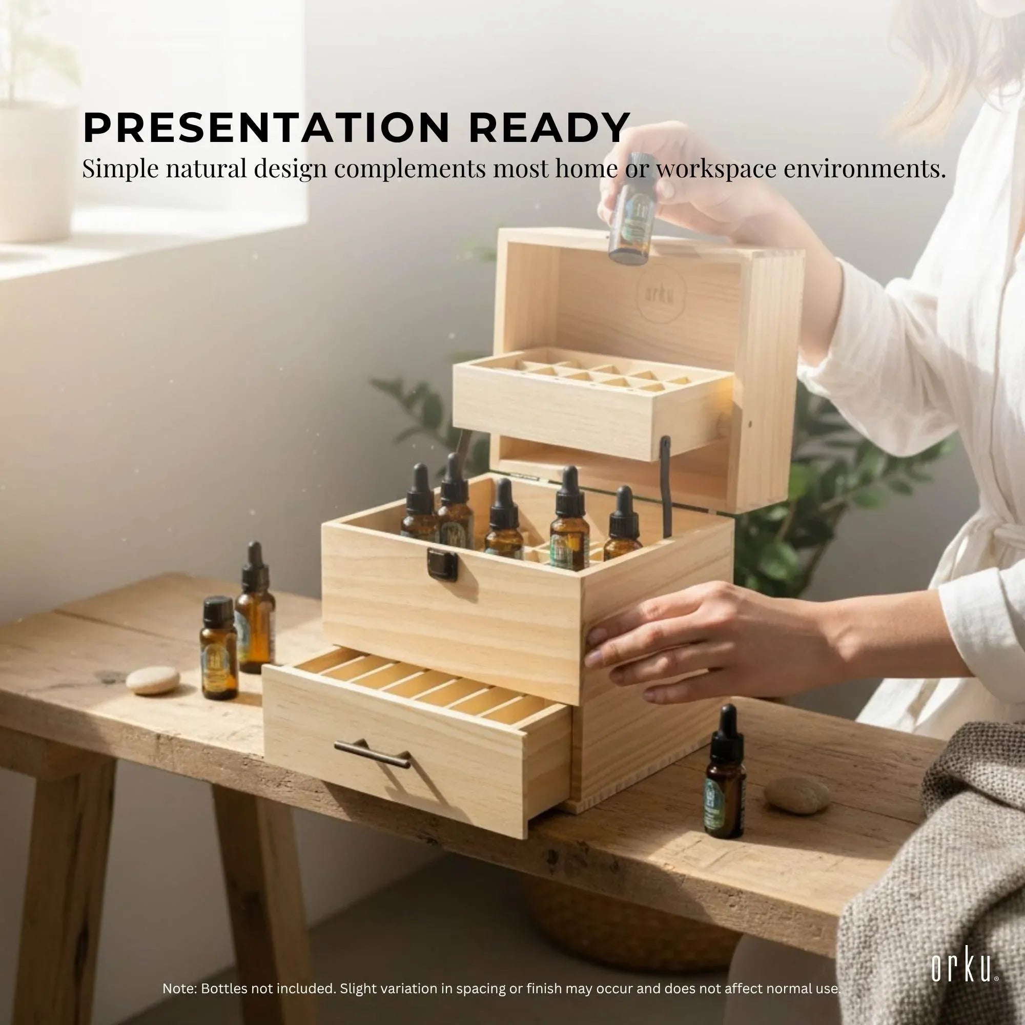 Orku 59 Essential Oil Bottle Storage Box - Wooden 3 Tier Aromatherapy Organiser V238-SUPDZ-52712450758