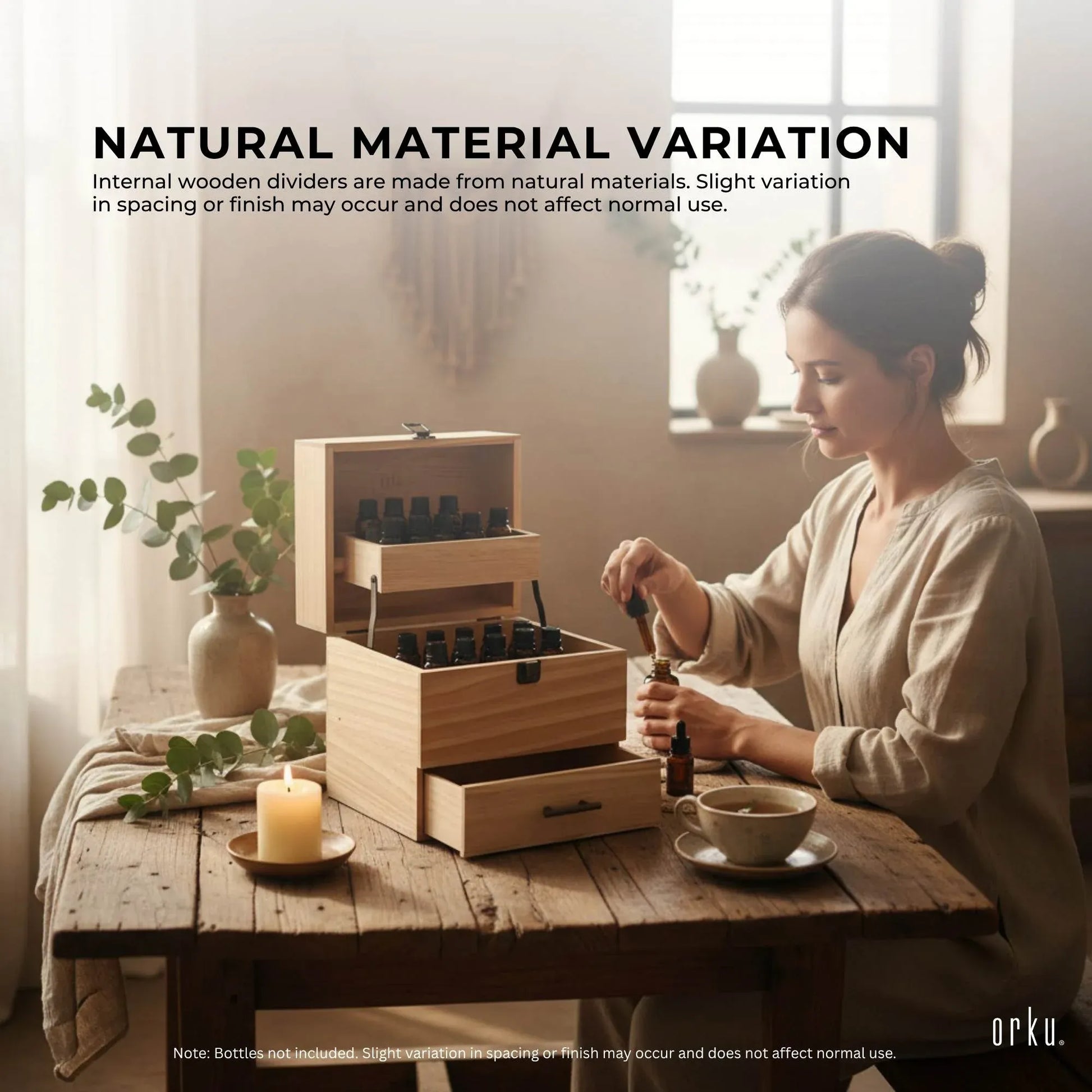 Orku 59 Essential Oil Bottle Storage Box - Wooden 3 Tier Aromatherapy Organiser V238-SUPDZ-52712450758