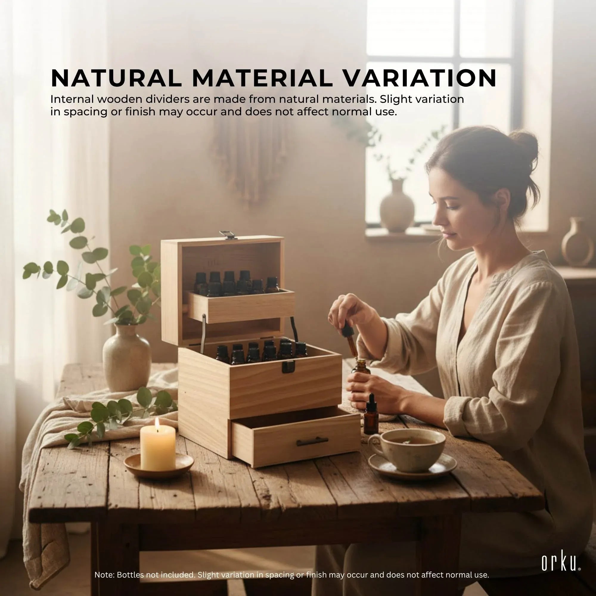 Orku 59 Essential Oil Bottle Storage Box - Wooden 3 Tier Aromatherapy Organiser V238-SUPDZ-52712450758