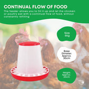Rooster Farms 6Kg Automatic Chicken Feeder - Poultry Hen Feeding Seed Bucket V238-SUPDZ-52768013062