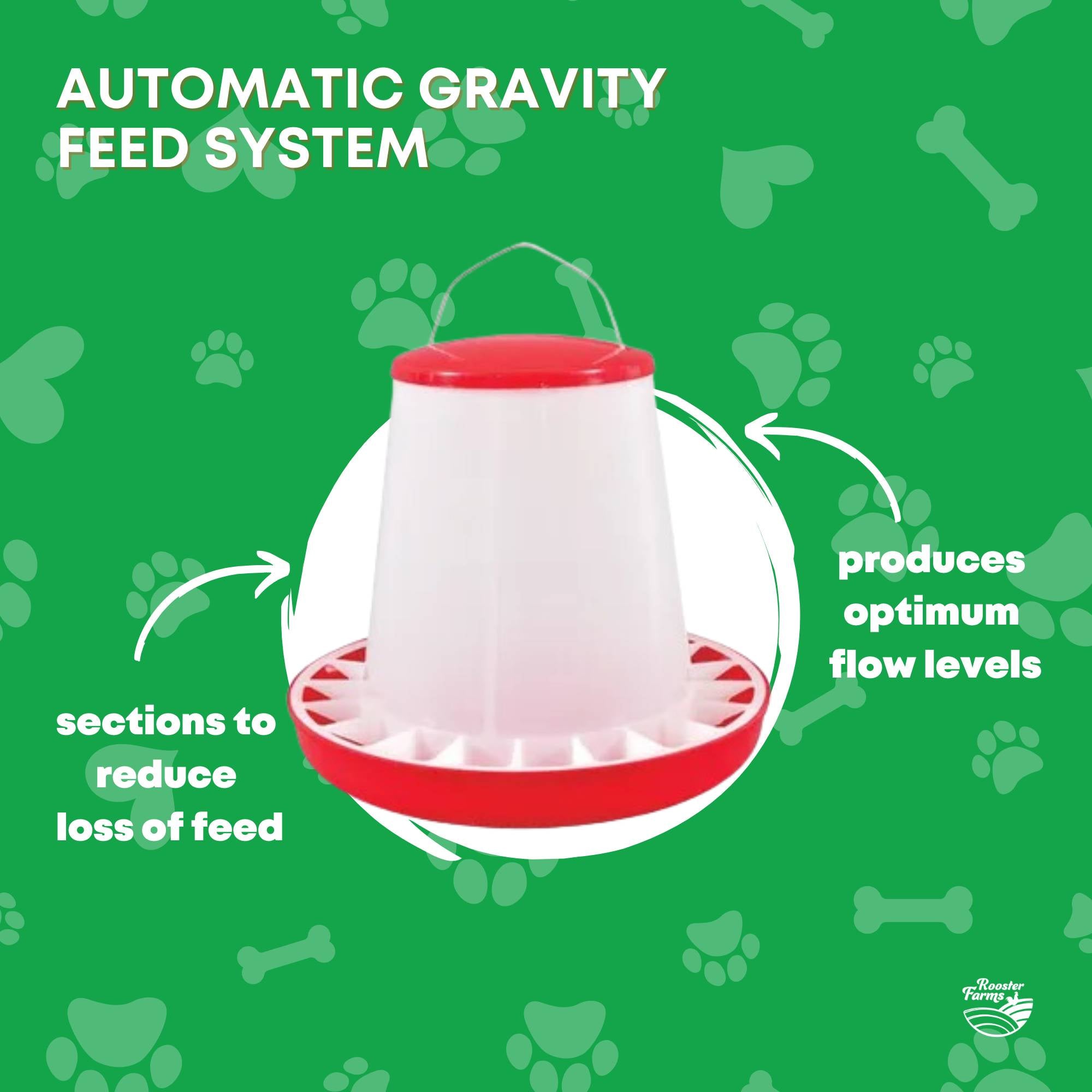 Rooster Farms 6Kg Automatic Chicken Feeder - Poultry Hen Feeding Seed Bucket V238-SUPDZ-52768013062