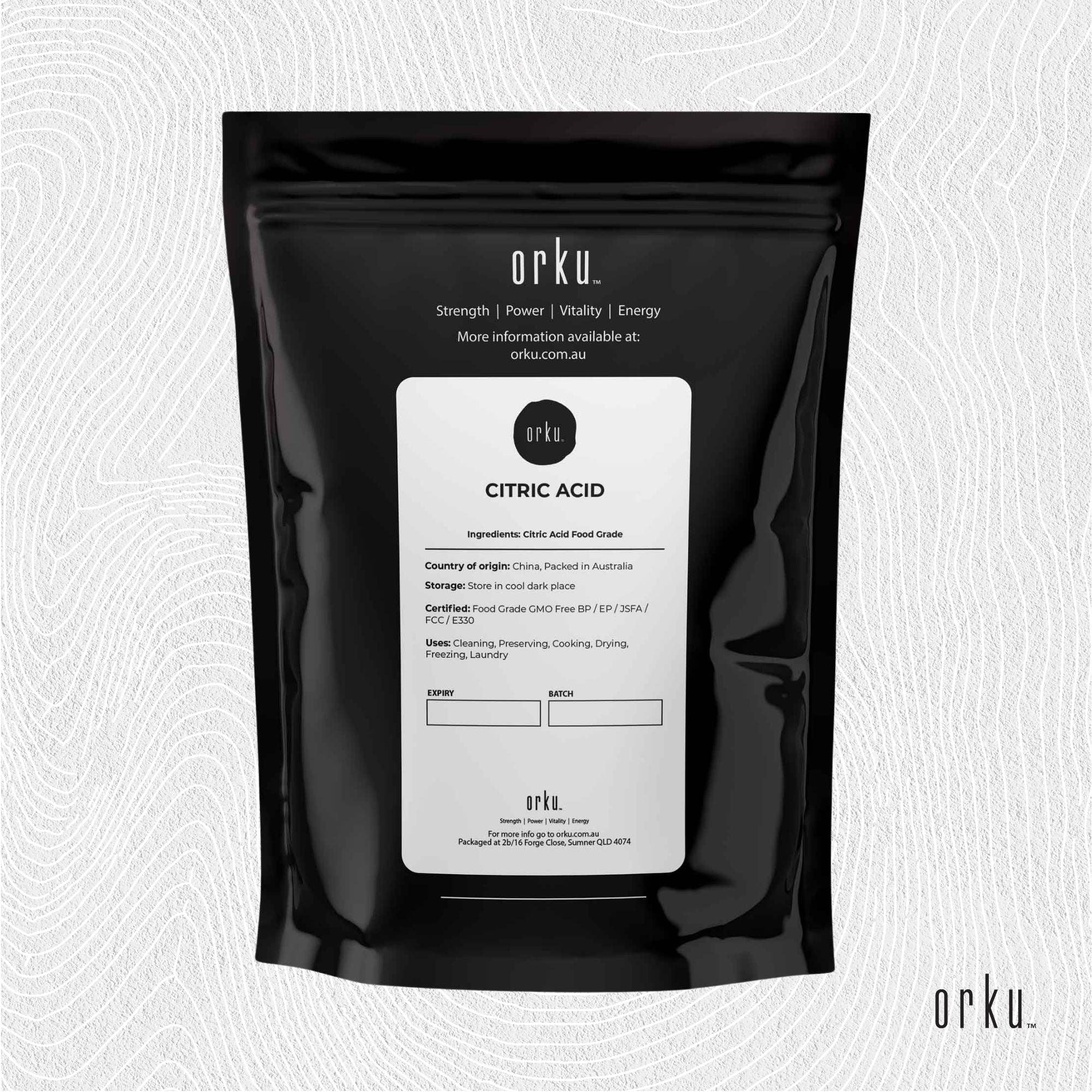 Orku 1Kg Citric Acid Powder - Food Grade Non GMO Anhydrous Preservative E330 V238-SUPDZ-949473345542