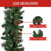 Christabelle 3.05m Christmas Garland with Berries Pine Tree Decoration Ornament V240-112_BHZG10