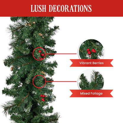 Christabelle 3.05m Christmas Garland with Berries Pine Tree Decoration Ornament V240-112_BHZG10