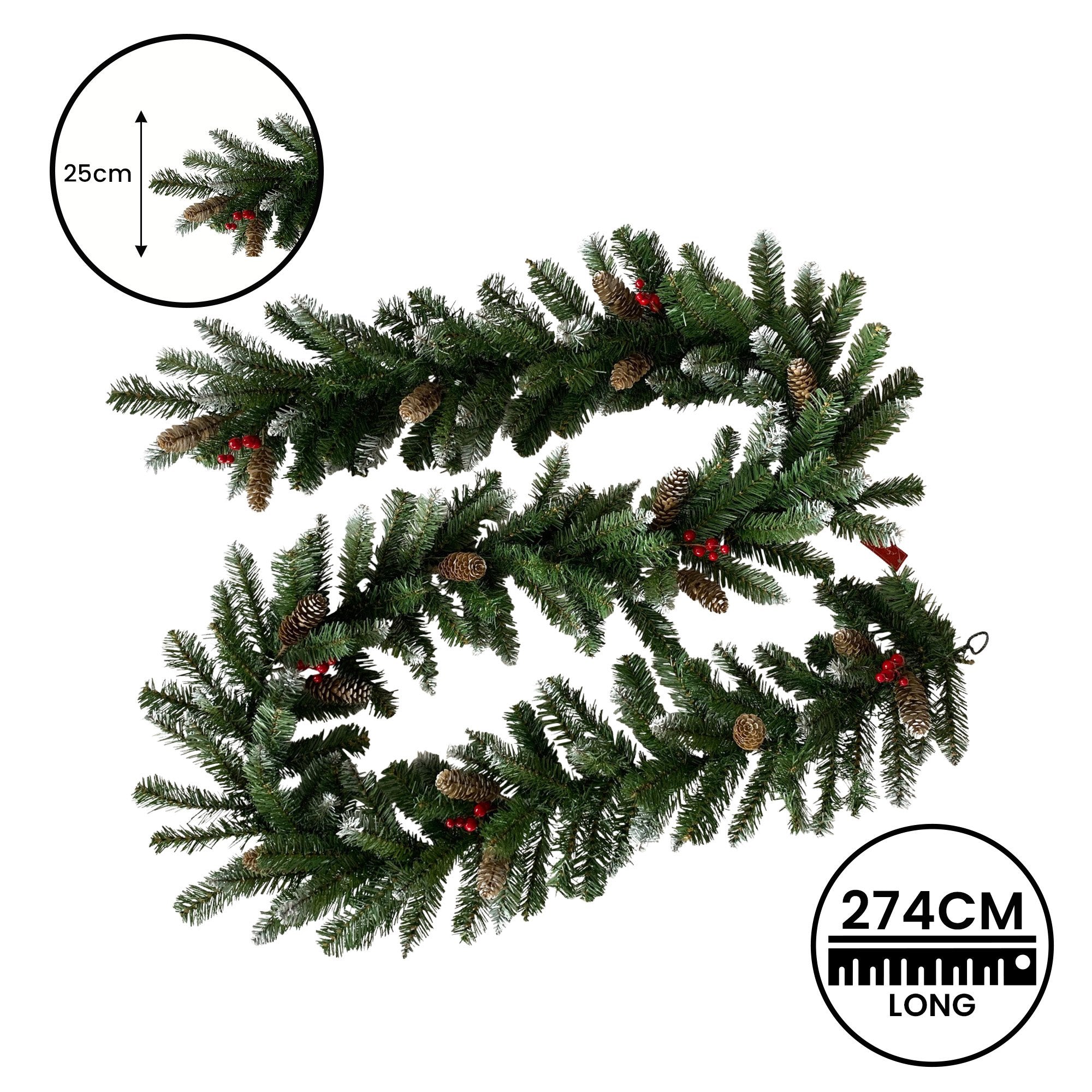 Christabelle 2.7m Christmas Garland with Pine Cones & Berries Pine Tree Decoration Ornament V240-112_BHZG9
