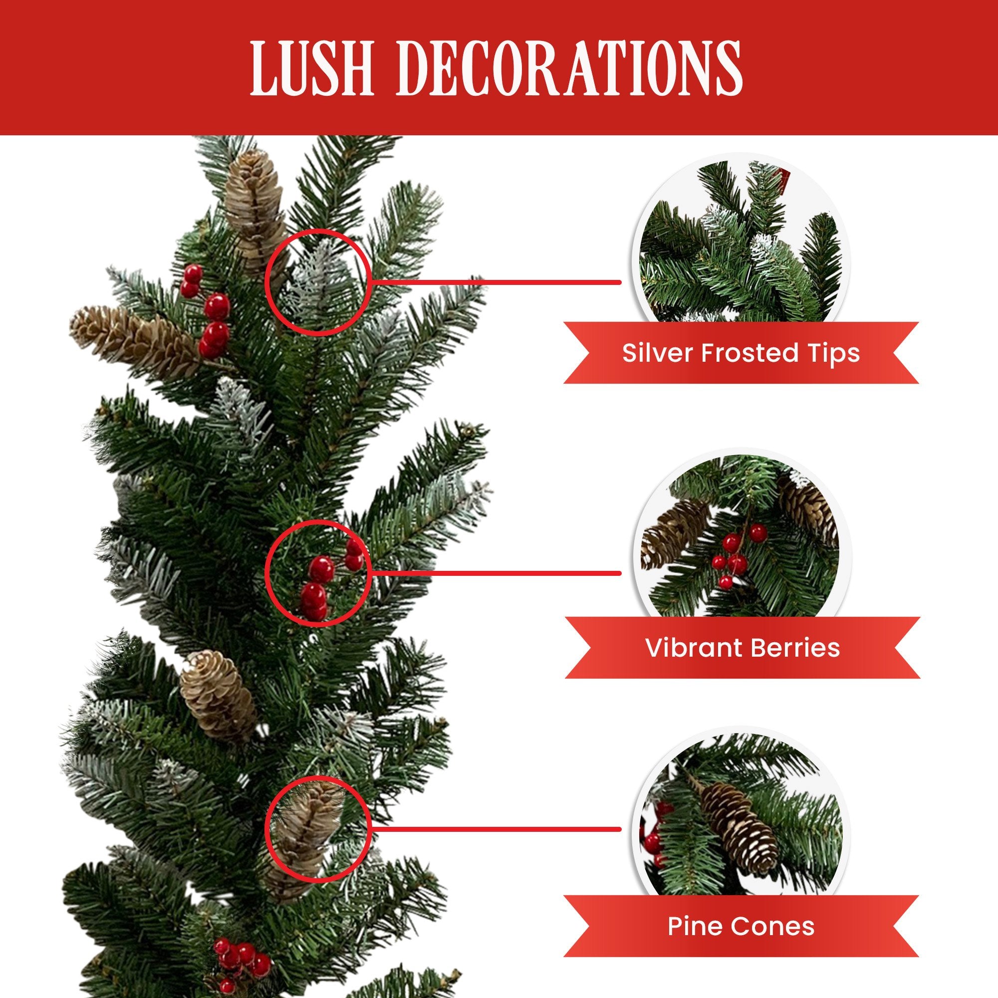 Christabelle 2.7m Christmas Garland with Pine Cones & Berries Pine Tree Decoration Ornament V240-112_BHZG9