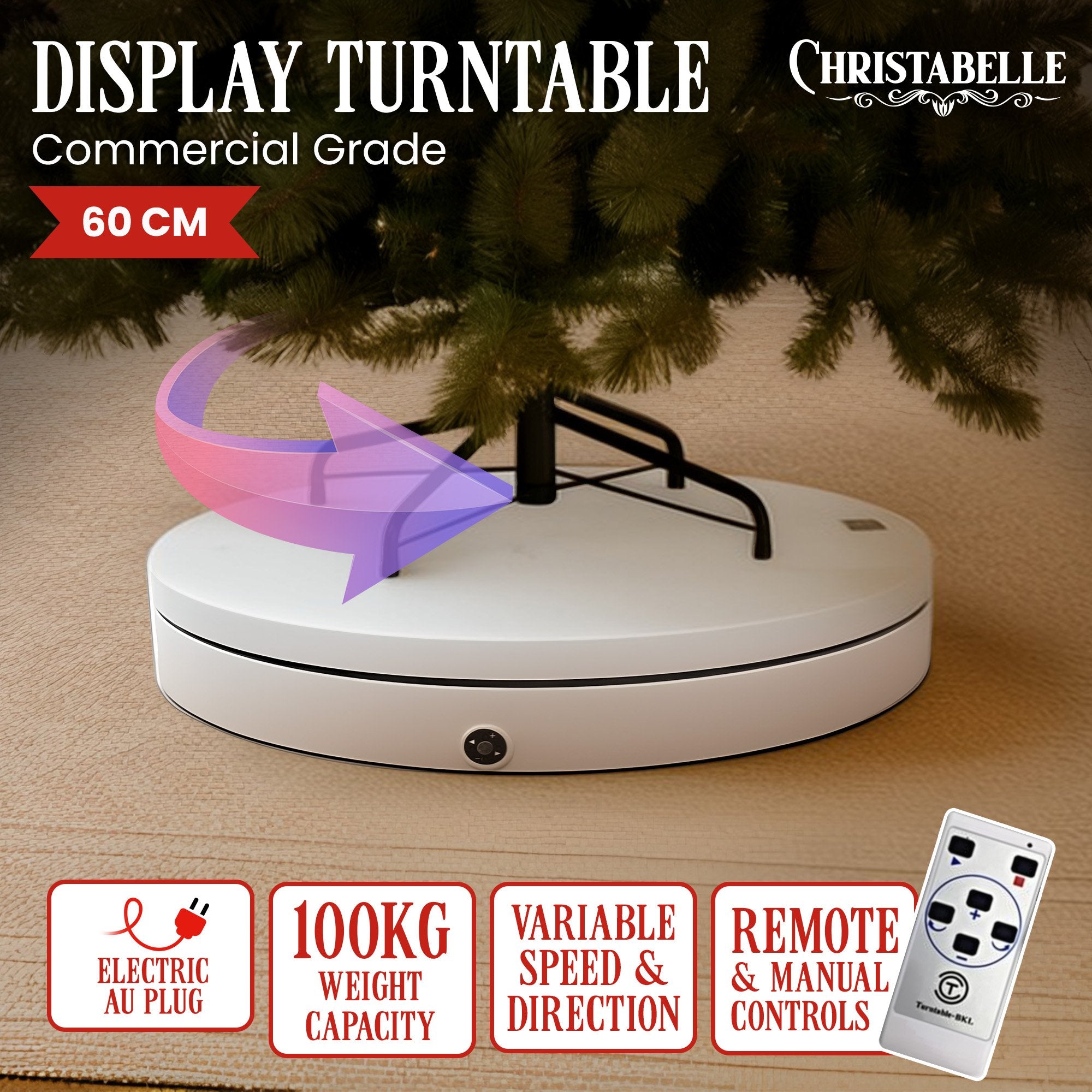 Christabelle 60cm 100kg Commercial-grade Electric Display Turntable Christmas V240-112_BKL100