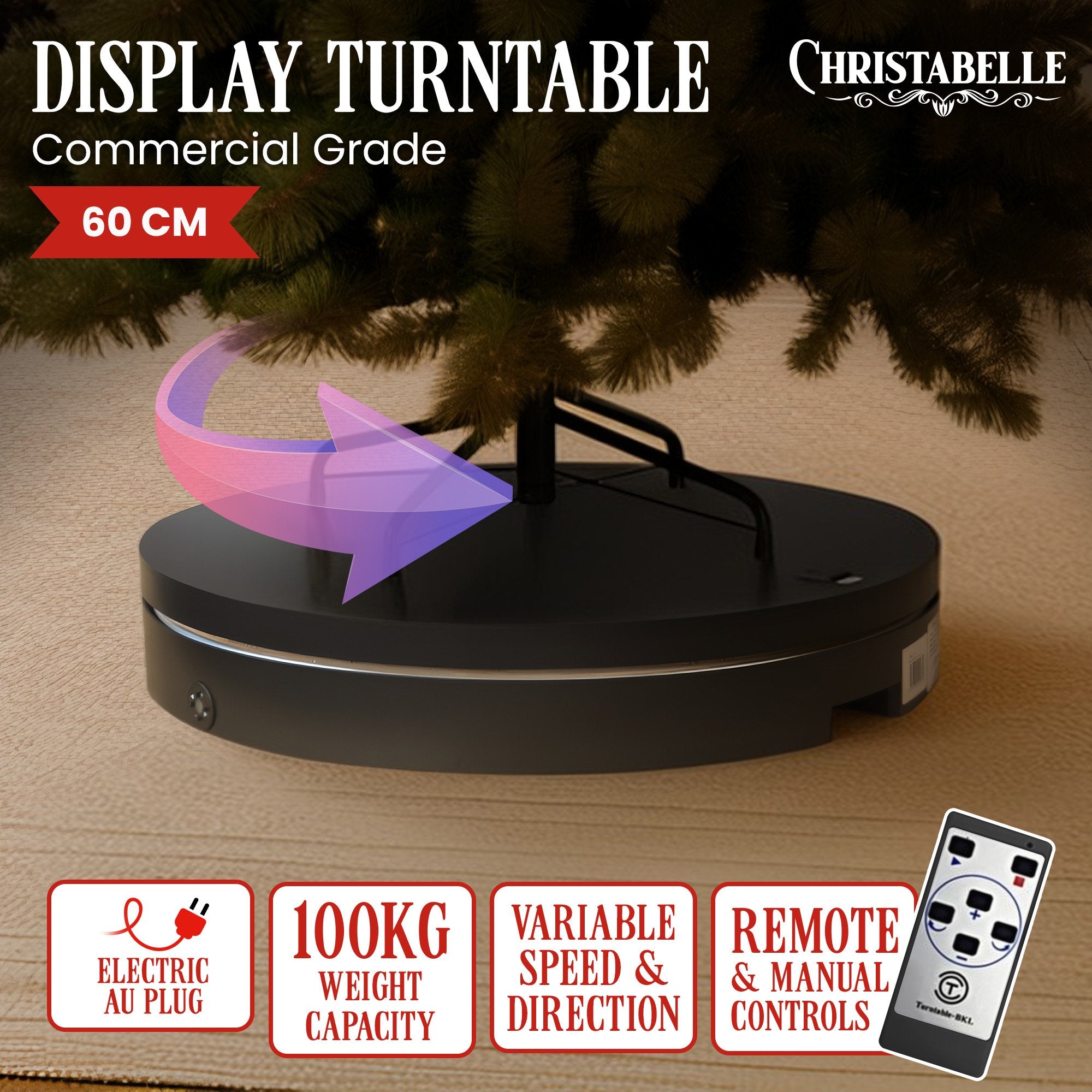 Christabelle 60cm 100kg Commercial-grade Electric Display Turntable V240-112_BKL101
