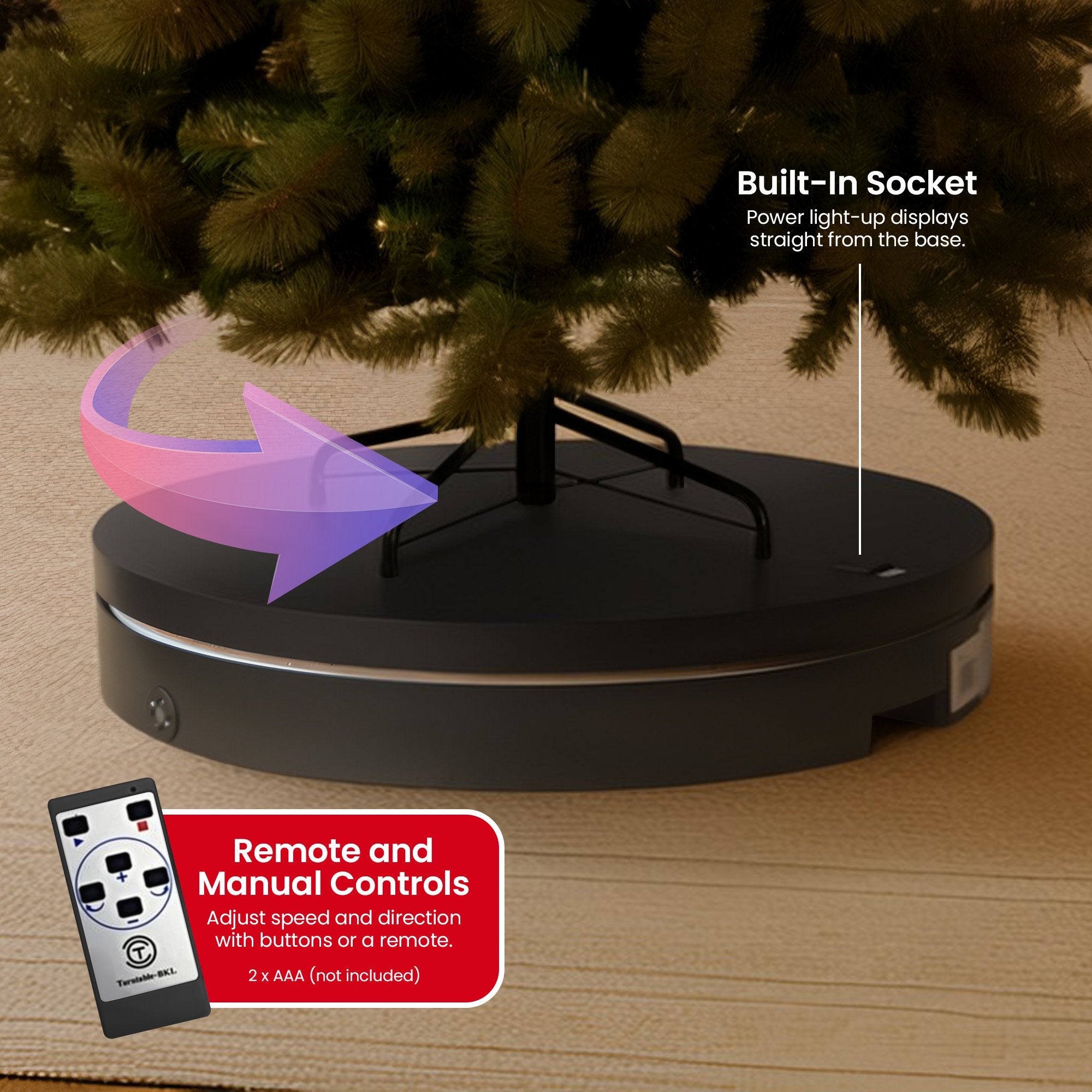 Christabelle 80cm 200kg Commercial Electric Display Turntable Power Outlet Black V240-112_BKL104