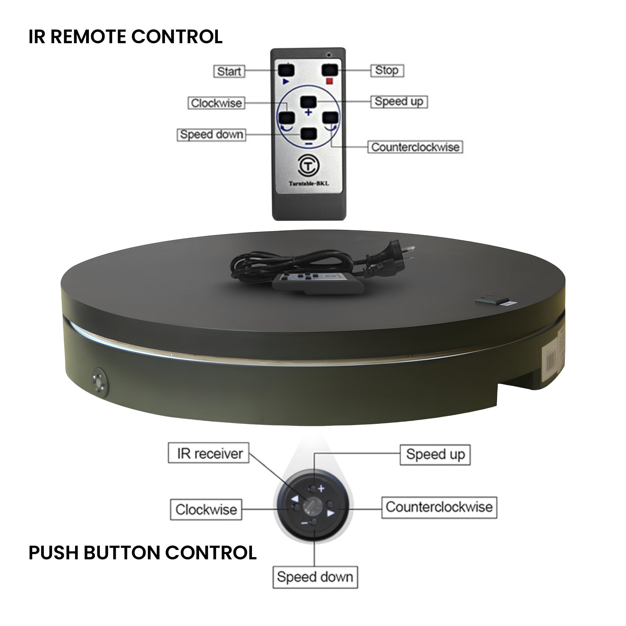 Christabelle 80cm 200kg Commercial Electric Display Turntable Power Outlet Black V240-112_BKL104