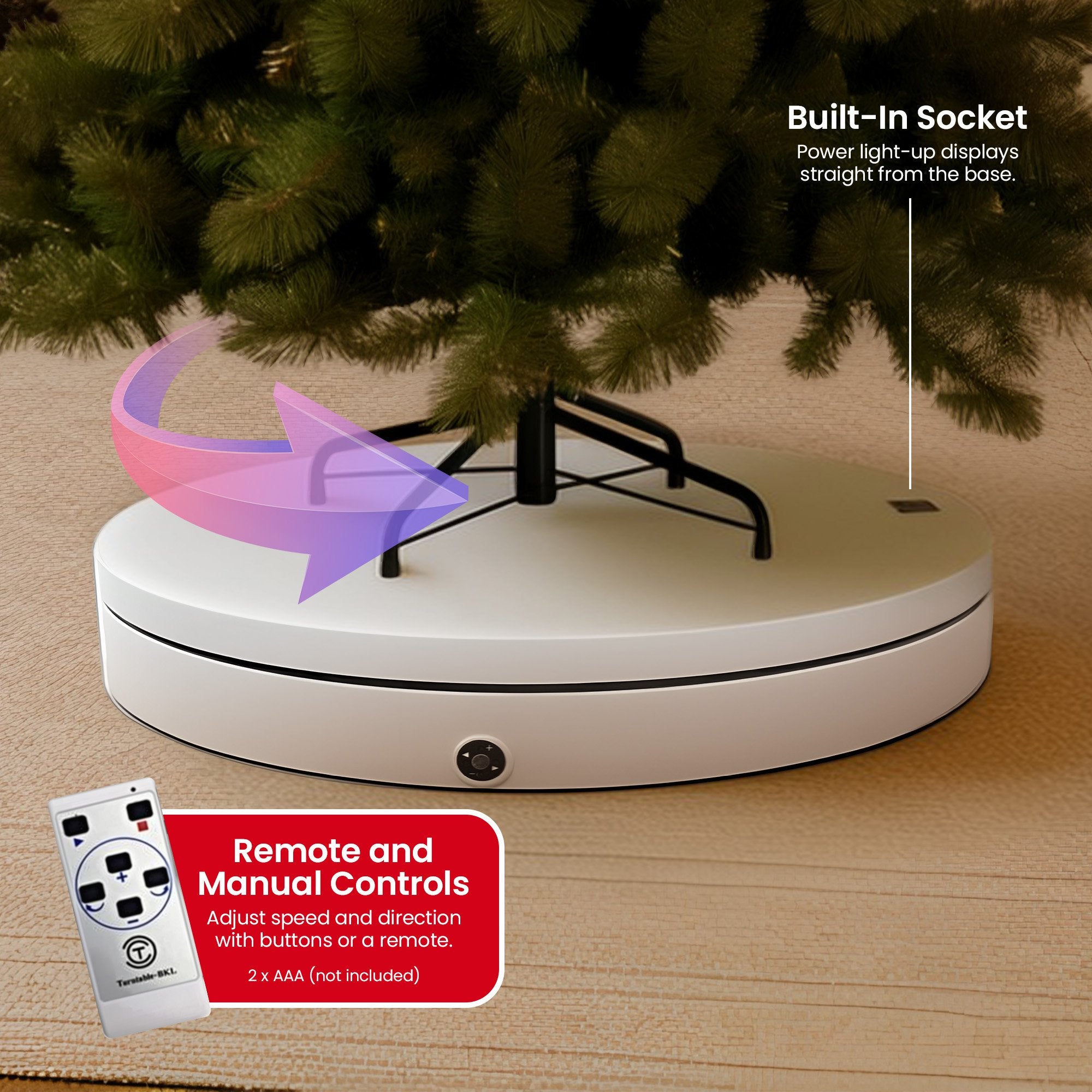 Christabelle 80cm 200kg Commercial Electric Display Turntable Motorised White V240-112_BKL105
