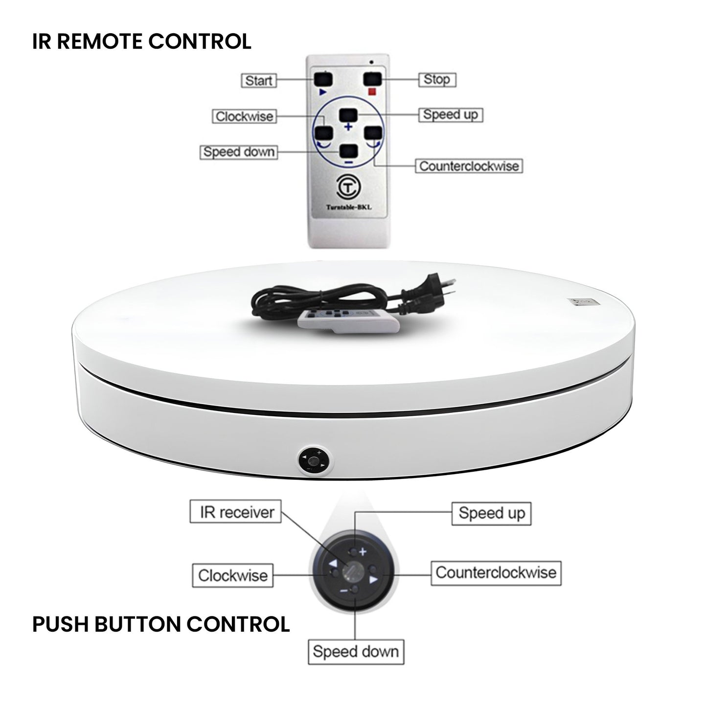 Christabelle 80cm 200kg Commercial Electric Display Turntable Motorised White V240-112_BKL105