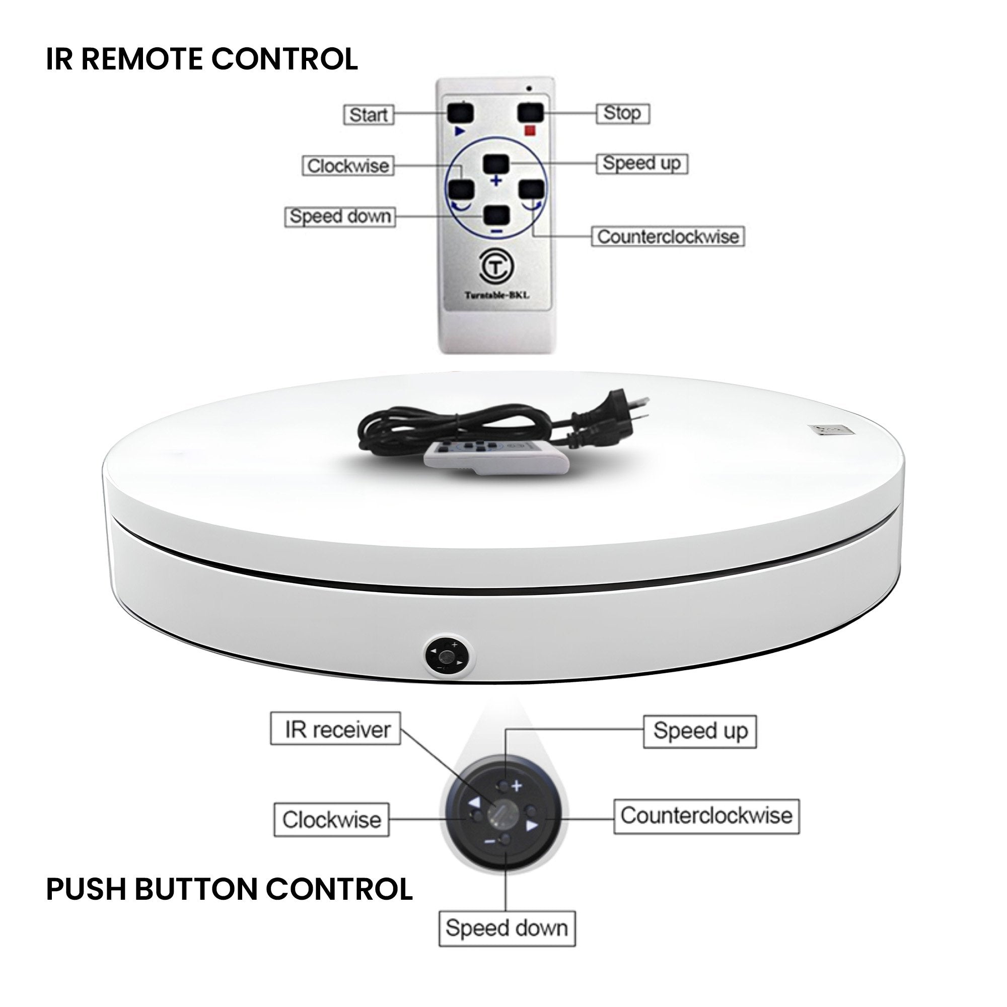 Christabelle 80cm 200kg Commercial Electric Display Turntable Motorised White V240-112_BKL105