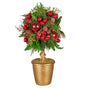 Christabelle 36cm Christmas Tabletop Topiary Tree Pre-Decorated Berries, Baubles & Pine Cones Gold Pot V240-112_GUE504