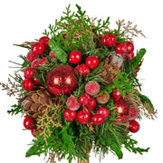 Christabelle 36cm Christmas Tabletop Topiary Tree Pre-Decorated Berries, Baubles & Pine Cones Gold Pot V240-112_GUE504