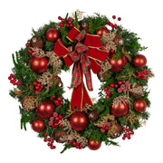 Christabelle 56cm Christmas Wreath Lush Green Holiday Door Wreath with Red Berries, Baubles & Pine Cones V240-112_GUE508
