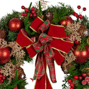 Christabelle 56cm Christmas Wreath Lush Green Holiday Door Wreath with Red Berries, Baubles & Pine Cones V240-112_GUE508