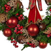 Christabelle 56cm Christmas Wreath Lush Green Holiday Door Wreath with Red Berries, Baubles & Pine Cones V240-112_GUE508