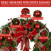 Christabelle 56cm Christmas Wreath Lush Green Holiday Door Wreath with Red Berries, Baubles & Pine Cones V240-112_GUE508