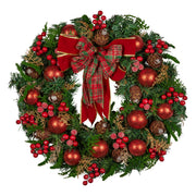 Christabelle Stunning 71cm Christmas Wreath Lush Red Baubles Berries Pine Cones and Bow Front Door Decoration V240-112_GUE509
