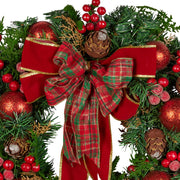 Christabelle Stunning 71cm Christmas Wreath Lush Red Baubles Berries Pine Cones and Bow Front Door Decoration V240-112_GUE509