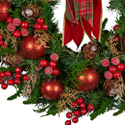 Christabelle Stunning 71cm Christmas Wreath Lush Red Baubles Berries Pine Cones and Bow Front Door Decoration V240-112_GUE509