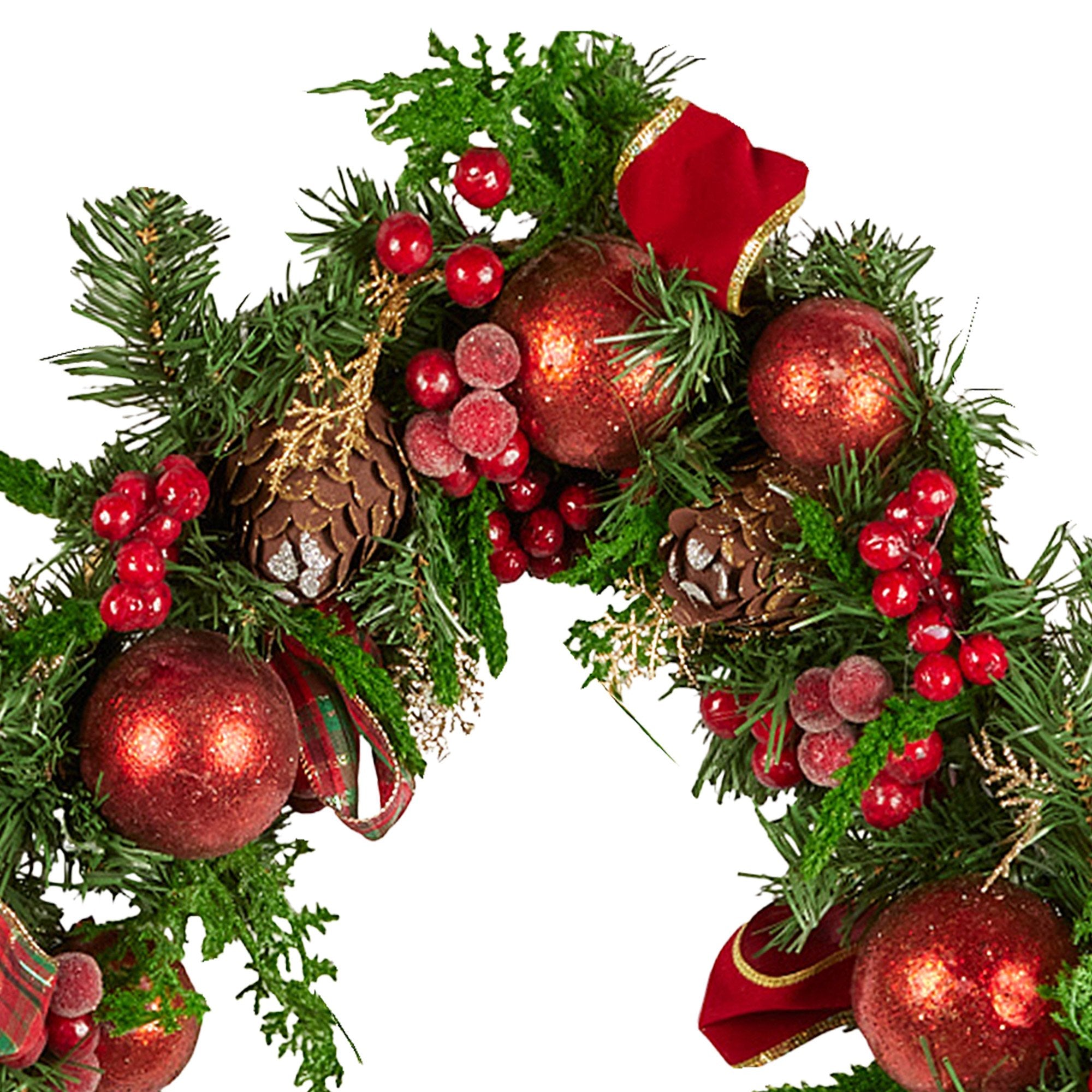 Christabelle 1.85m Christmas Garland with Red Berries Pine Cones Baubles Bows Tree Decoration Ornament V240-112_GUE511