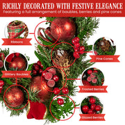 Christabelle 1.85m Christmas Garland with Red Berries Pine Cones Baubles Bows Tree Decoration Ornament V240-112_GUE511