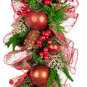 Christabelle 1m Christmas Garland with Red Berries & Pine Cones Baubles Berries Tree Decoration Ornament Red V240-112_GUE512