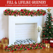 Christabelle 1m Christmas Garland with Red Berries & Pine Cones Baubles Berries Tree Decoration Ornament Red V240-112_GUE512