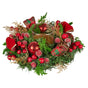 Christabelle 26cm Christmas Centrepiece Lush Green Holiday Display w/Red Berries & Hurricane Candle Holder V240-112_GUE513