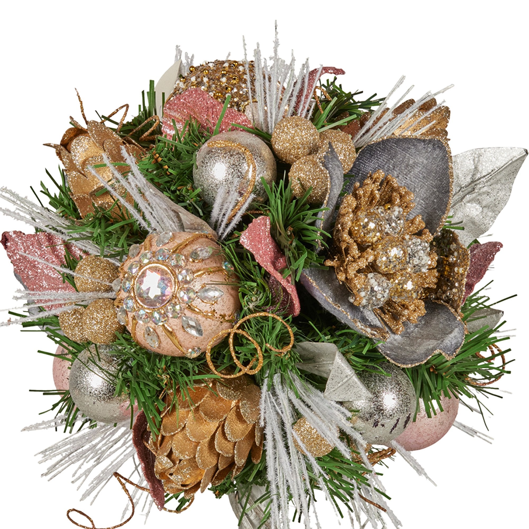 Christabelle 36cm Christmas Tabletop Topiary Tree Jewelled Baubles, Berries, Flowers and Pine Cones Festive V240-112_GUE518