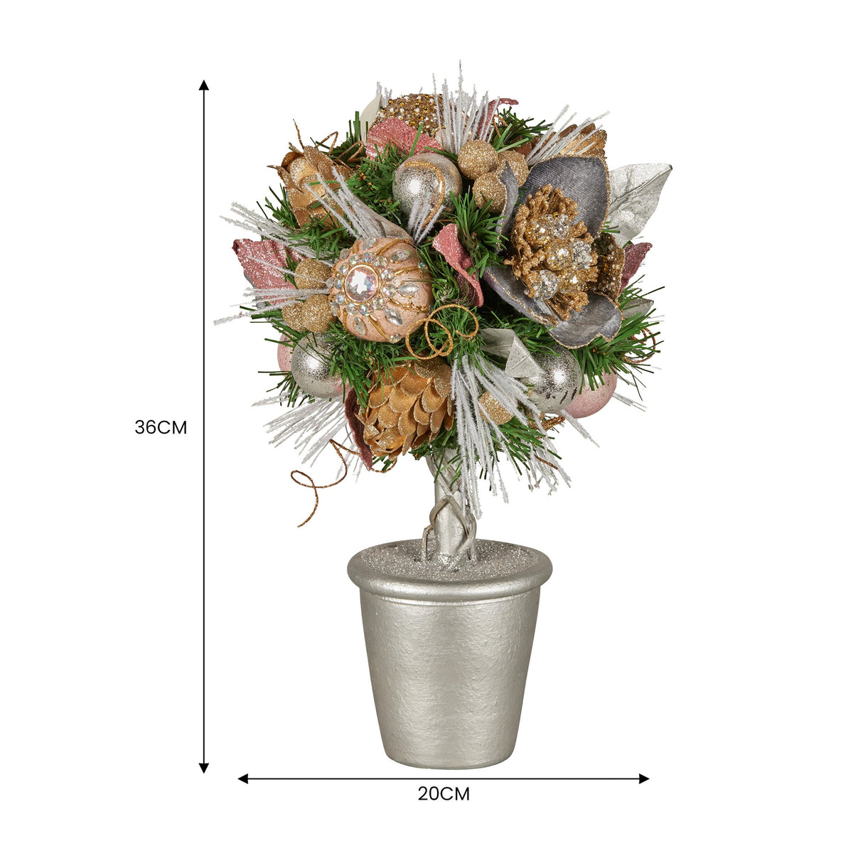 Christabelle 36cm Christmas Tabletop Topiary Tree Jewelled Baubles, Berries, Flowers and Pine Cones Festive V240-112_GUE518