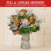 Christabelle 33cm Christmas Bouquet Pre Decorated Holiday Floral Arrangement w/Jewelled Baubles, Berries, V240-112_GUE521