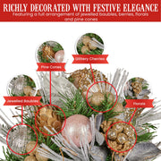 Christabelle 33cm Christmas Bouquet Pre Decorated Holiday Floral Arrangement w/Jewelled Baubles, Berries, V240-112_GUE521