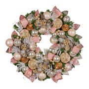 Christabelle 71cm Christmas Wreath Lush Pink Front Door Decoration Jewelled Baubles Flowers Pine Cones V240-112_GUE522