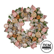 Christabelle 71cm Christmas Wreath Lush Pink Front Door Decoration Jewelled Baubles Flowers Pine Cones V240-112_GUE522