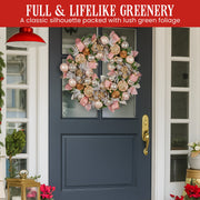 Christabelle 71cm Christmas Wreath Lush Pink Front Door Decoration Jewelled Baubles Flowers Pine Cones V240-112_GUE522