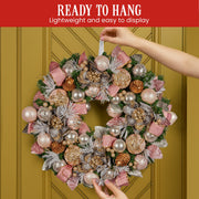 Christabelle 71cm Christmas Wreath Lush Pink Front Door Decoration Jewelled Baubles Flowers Pine Cones V240-112_GUE522