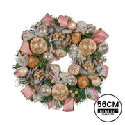Christabelle 56cm Christmas Wreath Lush Pink Front Door Decoration Jewelled Baubles Flowers Pine Cones V240-112_GUE523