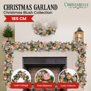 Christabelle Premium 1.8m Christmas Garland Jewelled Baubles & Berries Tree Decoration Ornament Pink Silver V240-112_GUE525