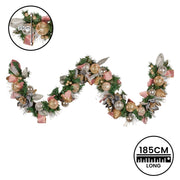 Christabelle Premium 1.8m Christmas Garland Jewelled Baubles & Berries Tree Decoration Ornament Pink Silver V240-112_GUE525